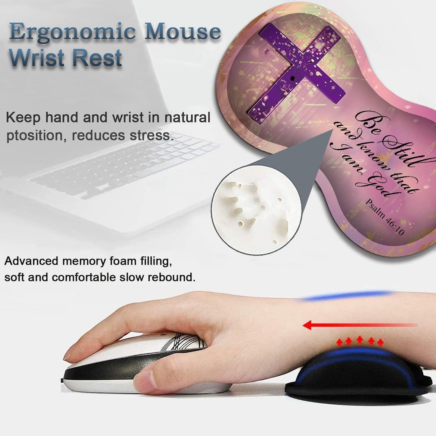 Mouse Wrist Rest and Keyboard Wrist Rest Pad Set, Non-Slip Rubber Base Smooth Surface Ergonomic Gaming Mouse Pad for Easy Typing and Pain Relief, Antique Blue Wood Grain Dog Paw + Coaster