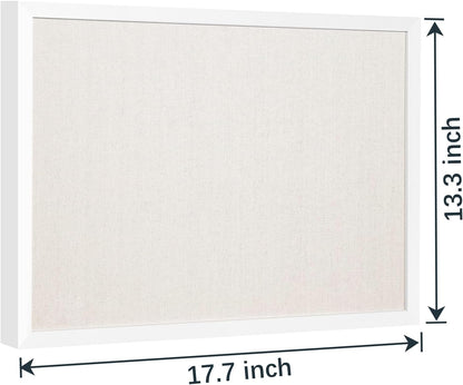 OWLKELA 12"x16" inch Bulletin Board with Linen, White Wood Style Frame, with 10 Pushpins, Linen Cork Board, Ideal for School, Home & Office