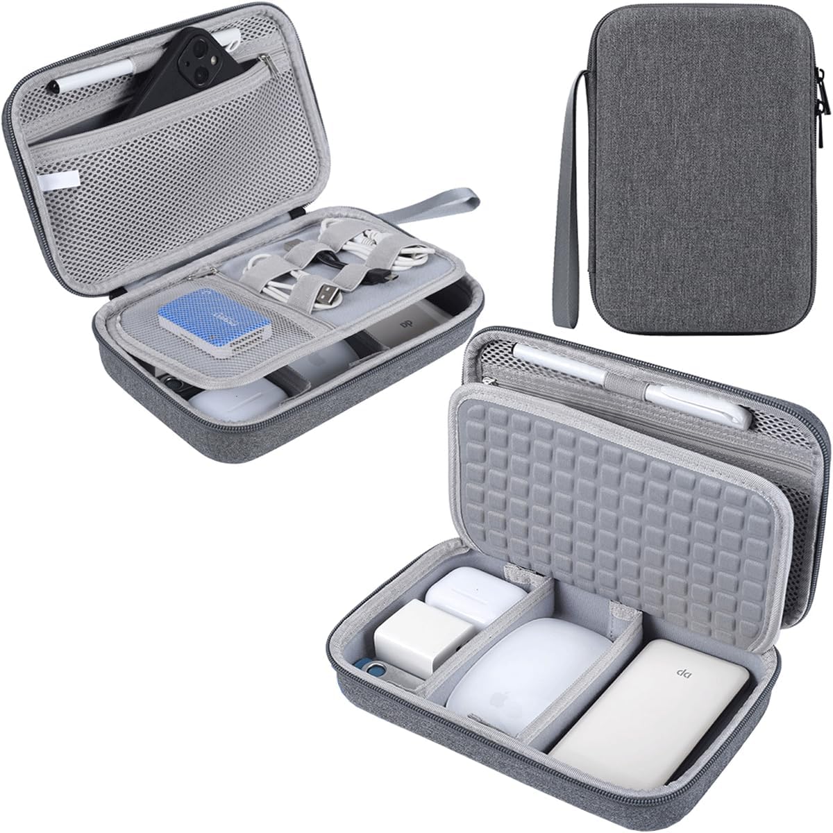 Hard Travel Electronic Organizer Case for MacBook Power Adapter Chargers Cables Power Bank Apple Magic Mouse Apple Pencil USB Flash Disk SD Card Hard Drive Waterproof Shockproof Carrying Bag, Black