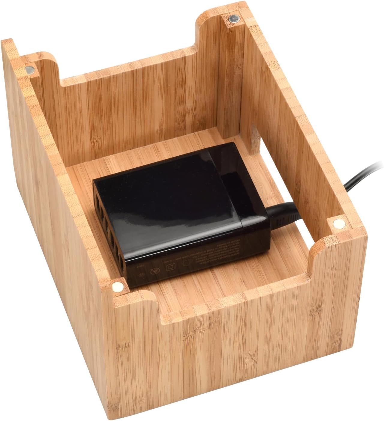 MobileVision Bamboo Charging Station & Multi Device Organizer Slim Version for Smartphones, Tablets, and Laptops