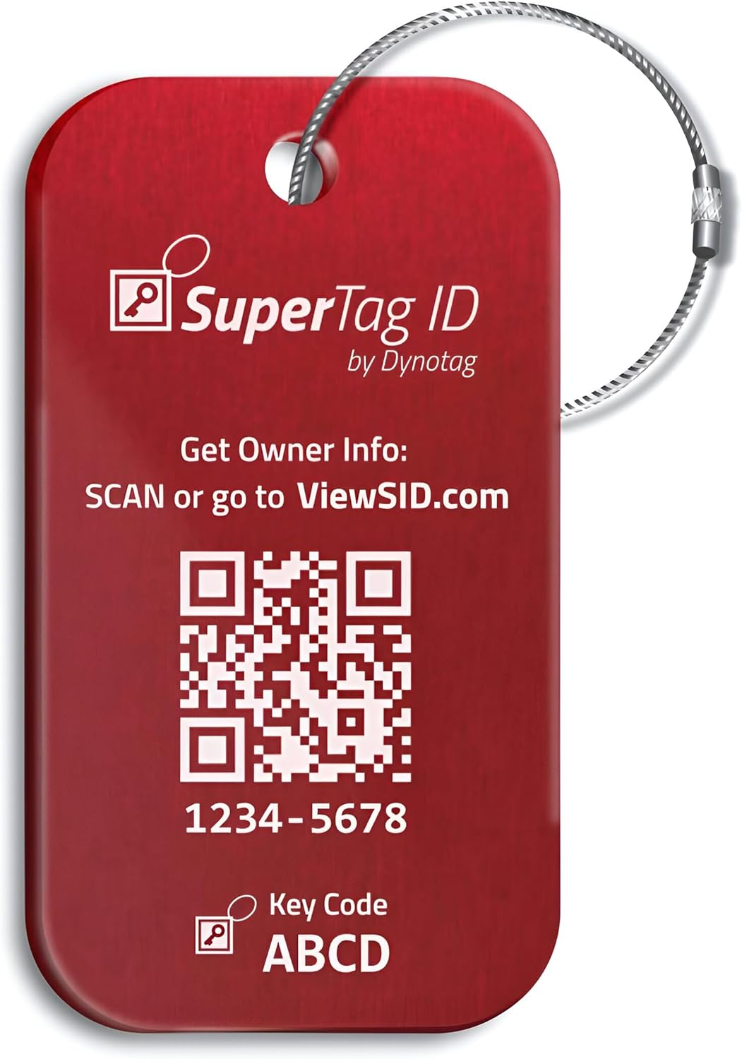 Dynotag® Sentry Series Solid Metal Web Enabled Smart Luggage Tag ID + Steel Loop, Anodized Aluminum with DynoIQ™ & Lifetime Recovery Service (Sapphire Blue)