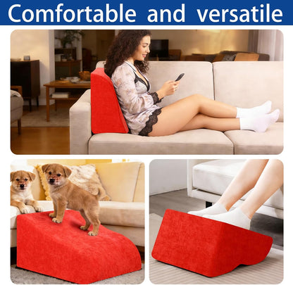 Foot Rest for Under Desk at Work, Ergonomic Under Desk Footrest with Washable Cover for Office, Home & Gaming Leg Elevation Pillow Blue