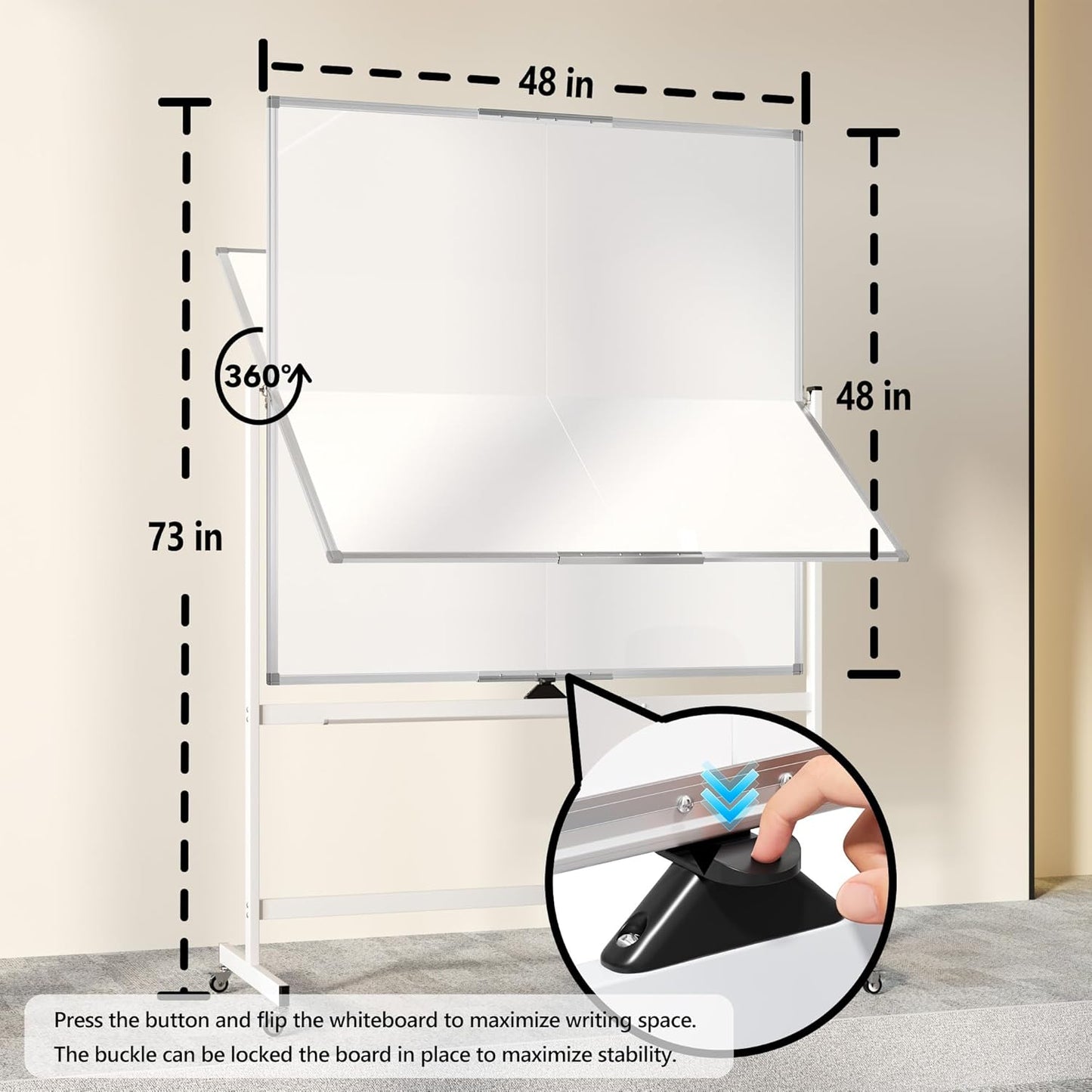 Large Whiteboard Easel with Stand, 36" x 24" Portable Standing Magnetic Dry Erase White Board, 3' x 2' Tripod Height Adjustable Flip Chart Easel for Home Office Classroom School, Silver