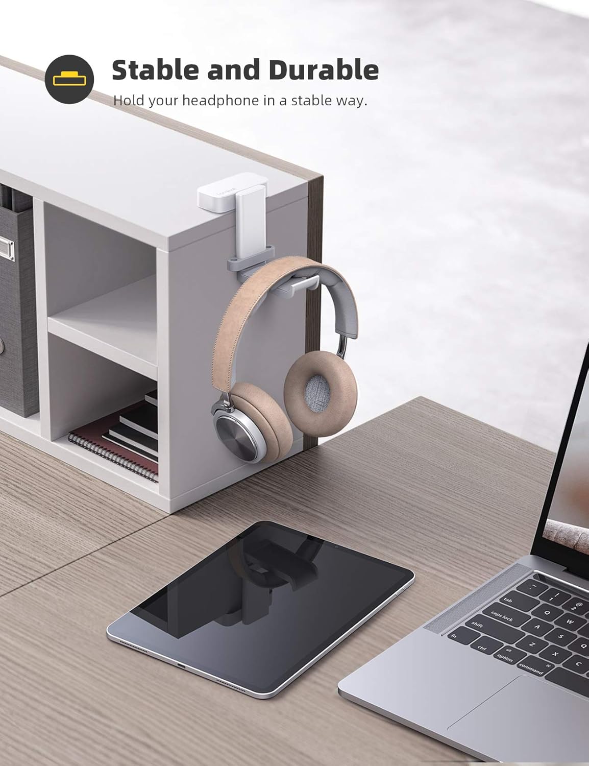 Lamicall Headphone Stand, Headset Hanger - 360 Degree Rotation Earphone Hook Holder Mount, Table Headphone Stand with Cable Organizer, Gaming Headset Clamp for HyperX, Razer, Sony, Sennheiser - Black