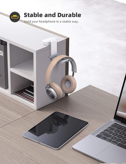 Lamicall Headphone Stand, Headset Hanger - 360 Degree Rotation Earphone Hook Holder Mount, Table Headphone Stand with Cable Organizer, Gaming Headset Clamp for HyperX, Razer, Sony, Sennheiser - Black