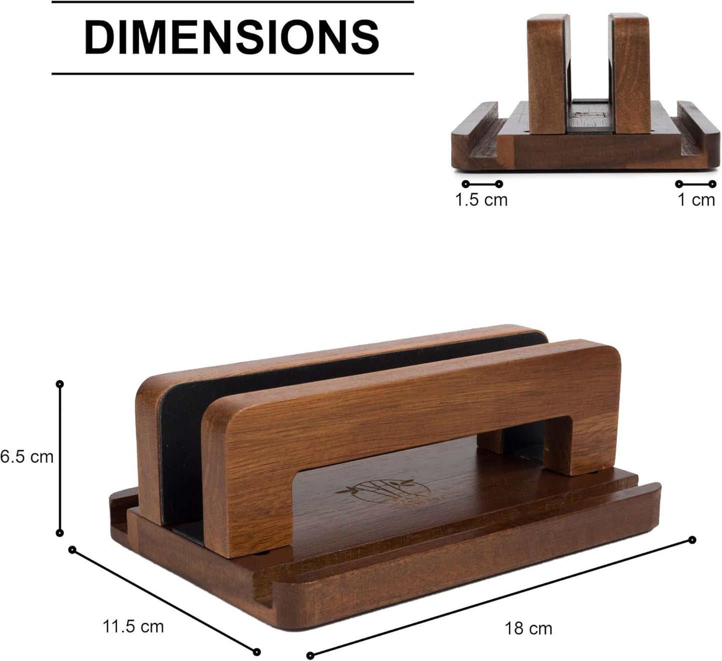 S&A WOODCRAFT 3 Slots Bamboo Wood Vertical Laptop Stand, Adjustable Wooden Laptop Holder, Non-Slip Laptop Dock Compatible with Apple MacBook, Microsoft Surface, Gaming Laptops, IPad, Tablets
