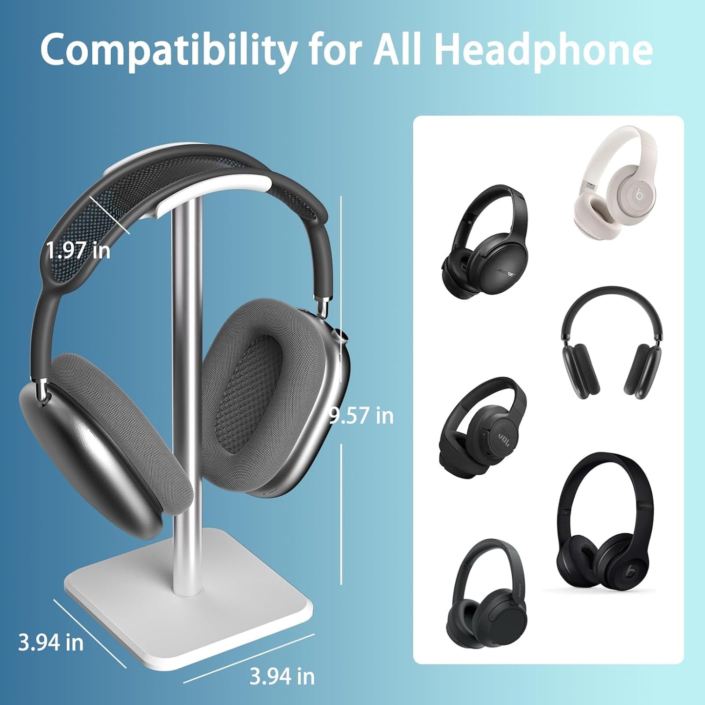 Headphone Stand - Headset Stand with Aluminum Hanger, Headphone Holder for AirPods Max, Sony, Bose, Beats and More (Pink)