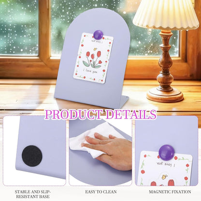 PATIKIL 2Pcs Magnetic Bulletin Board, Metal Magnet Board Tabletop Memo Display Easel Stand with 8 Black Magnets for Home Office Kitchen Restaurant Cafe Supplies, Black