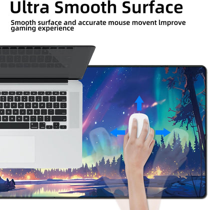 Galdas Mouse Pad For Gaming,Forest Background Pattern XXL XL Large Mouse Mat Long Extended MousePad Desk Mat Non-Slip Rubber Mice Pads Stitched Edges Thin (31.5 x 11.8 x 0.12 Inches) Tree