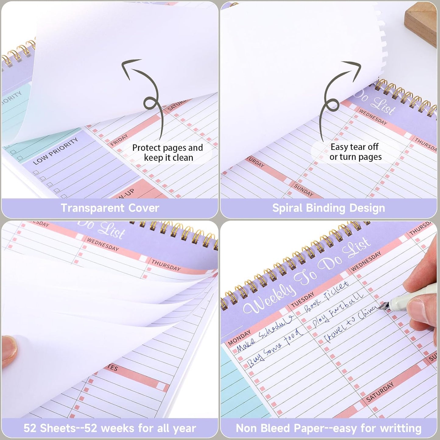 Weekly To Do List Notepad, 8.5''x11'' Weekly Desk Planner with 52 Tear Off Sheets Undated Weekly Planner Habit Tracker & Productivity Organizer for Home School and Work, Light Green