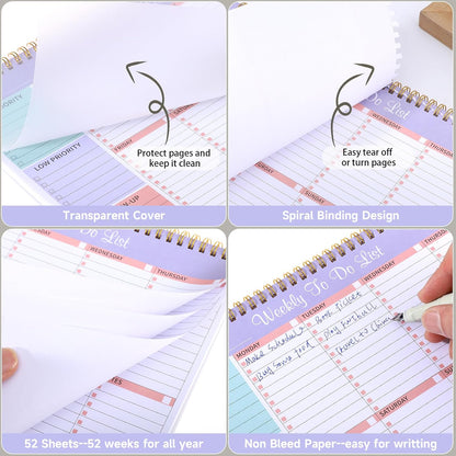 Weekly To Do List Notepad, 8.5''x11'' Weekly Desk Planner with 52 Tear Off Sheets Undated Weekly Planner Habit Tracker & Productivity Organizer for Home School and Work, Light Green