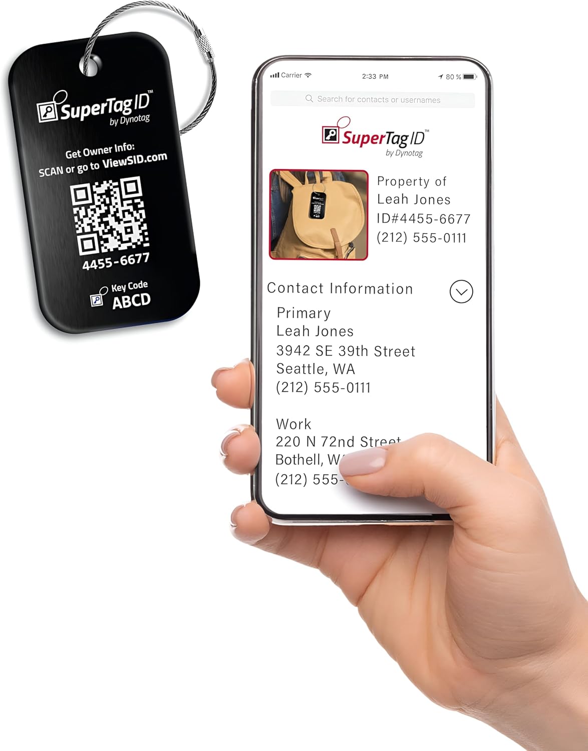 Dynotag® Sentry Series Solid Metal Web Enabled Smart Luggage Tag ID + Steel Loop, Anodized Aluminum with DynoIQ™ & Lifetime Recovery Service (Sapphire Blue)