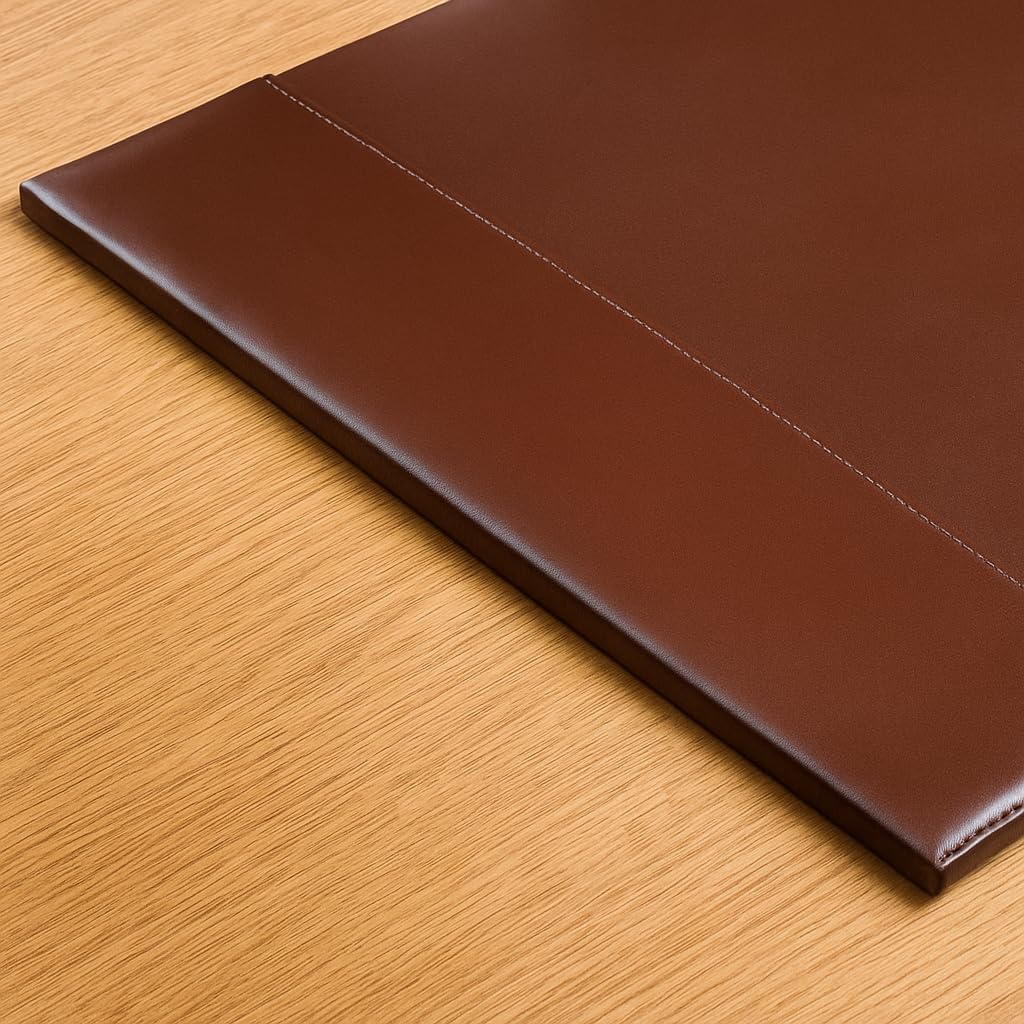 DACASSO Bonded Leather Desk Pad with Side Rails - Luxury Leather Desk Blotter for Writing - Padded Executive Desk Surface Protector - ( Burgundy, 30” x 18”)