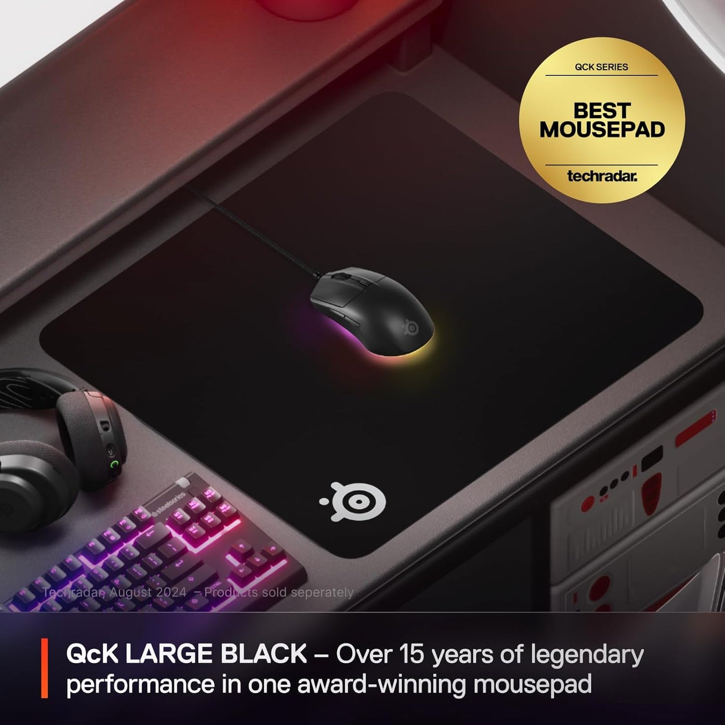 SteelSeries QcK Gaming Mouse Pad - XXL Cloth - Peak Tracking and Stability - Esports Mousepad - Never-Slip - Full Desk Coverage