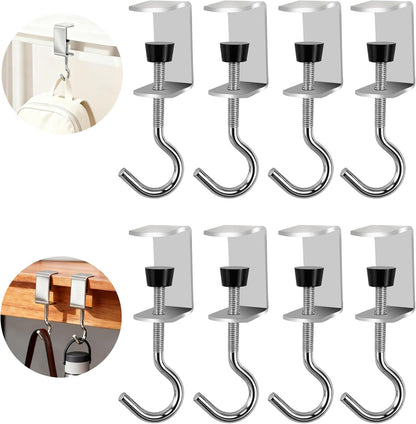 Heavy-Duty Desk Hook Table Clamp Hooks Hanging Bag Backpack, 6 Pcs Metal Rust-Resistant Shelf Hooks, Adjustable Desktop Mounting Hook (6 pcs)