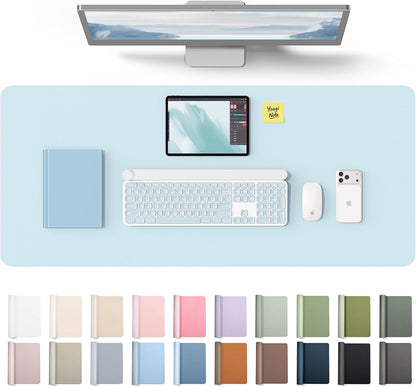 YSAGi Leather Desk Pad Protector, Large Mouse Pad, Non-Slip PU Leather Desk Blotter, Waterproof Writing Pad for Office and Home (31.5" x 15.8", Eggshell) - Colors B