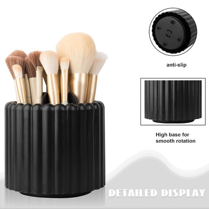 Anyoifax 360 Rotating Makeup Brush Holder 7 Slots Make Up Brush Organizer Removable Spinning Cosmetic Brushes Storage Pen Holder for Vanity, Dresser, Desk, White