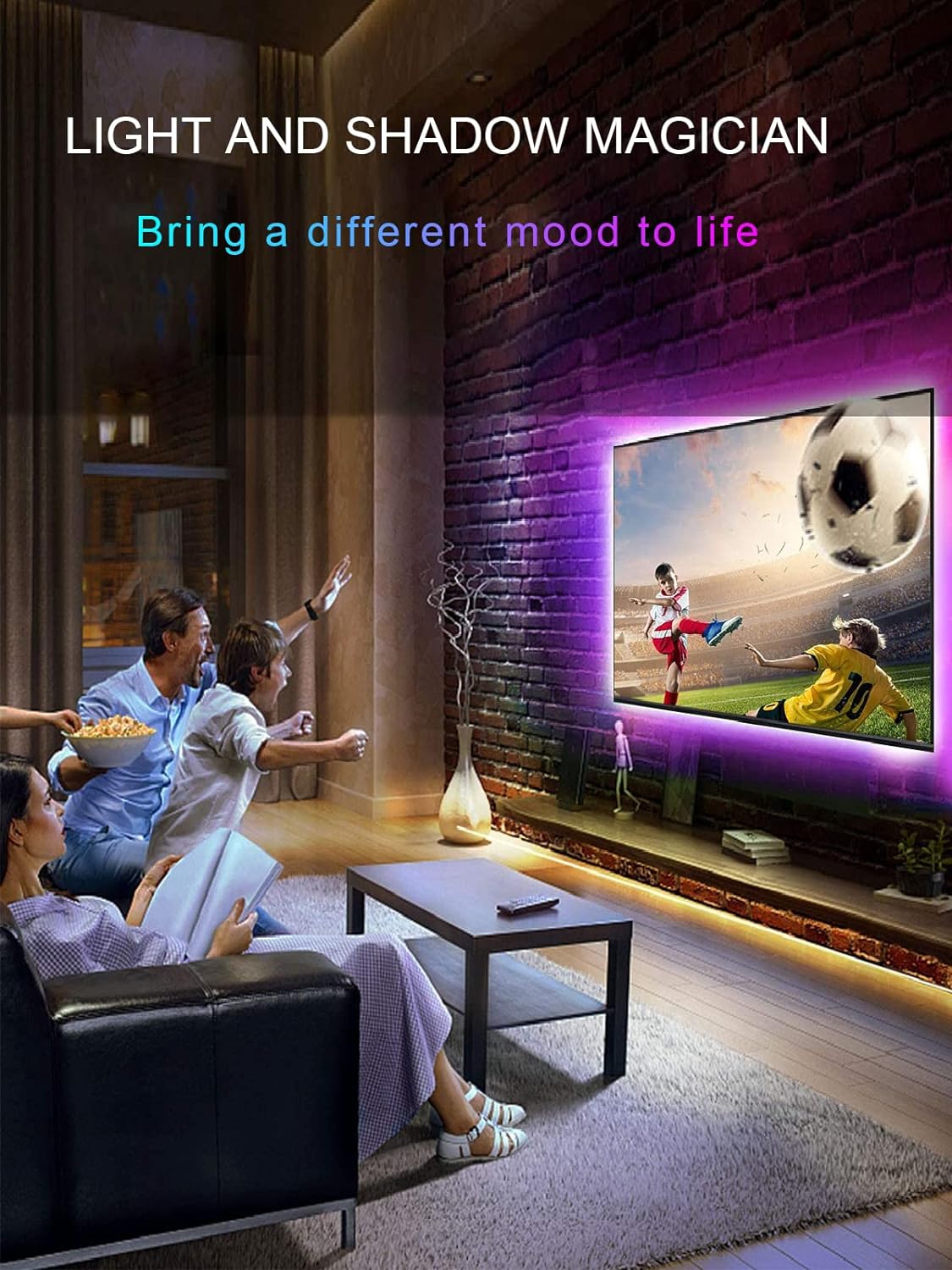 KANTUTOE LED Lights for TV, 16.4ft LED Lights for 45-75 Inch TVs, RGB TV Backlight Behind, Music Sync Bluetooth APP & Remote Control Strip Lights USB Powered for Bedroom, Gaming, Home Décor