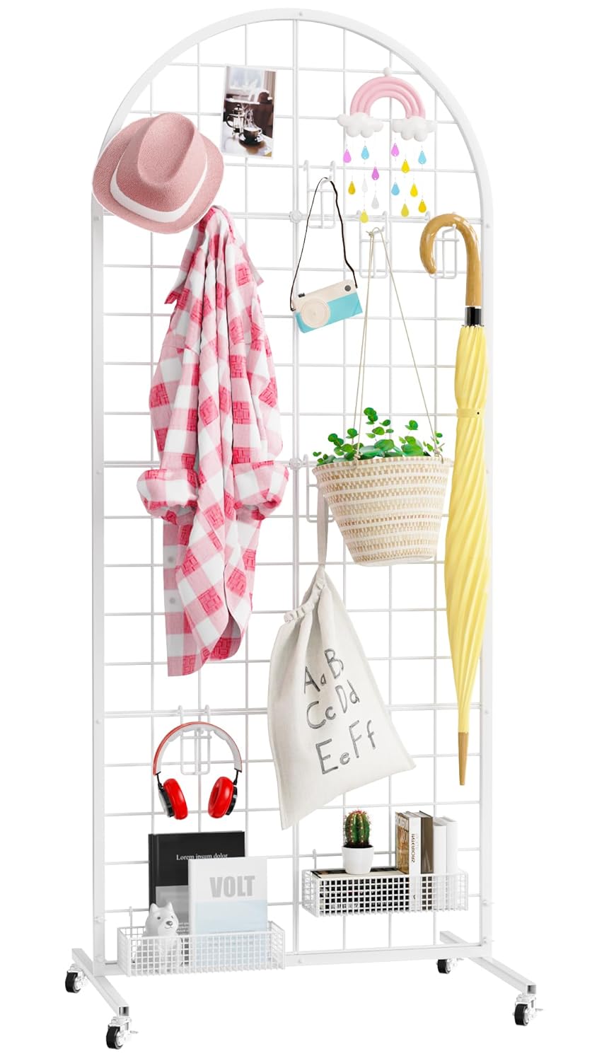 Asee'm Grid Wall Panels Display Stand 2' x 5.2' FT Black Movable Wire Grid Wall Display Rack Heavy Floorstanding Detachable Girdwall Panel with T-Base for Craft Show Rack, Retail Displays 1PCS