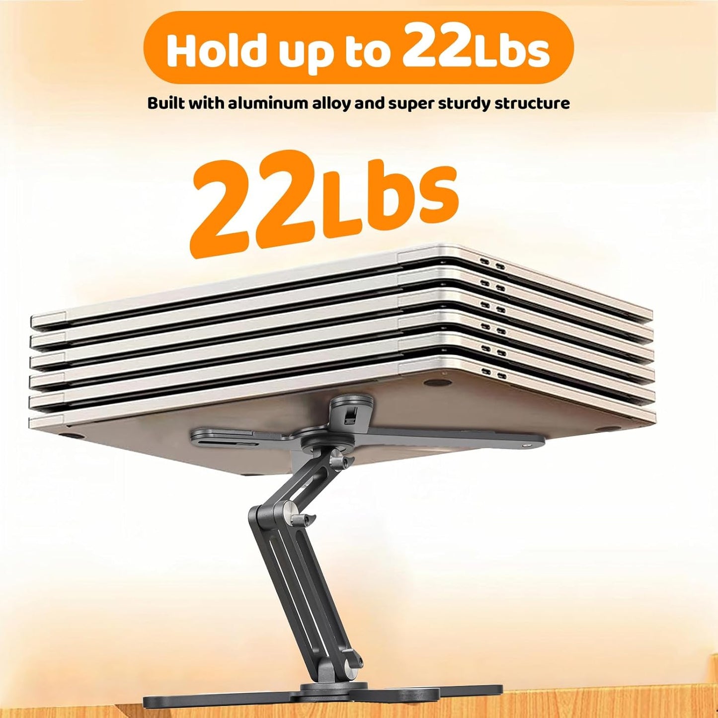 Moallia Laptop Stand with 360 Rotating Base, Computer Notebook Laptop Riser Metal Holder for Desk Collaborative Work, Fully Foldable for Easy Storage, Fits All MacBook, Laptops up to 16 inches, Black