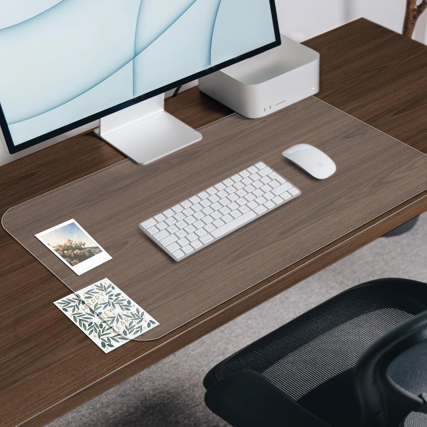 Clear Desk Mat, Clear Desk Pad 24 x 17 in, Desk Protector Mat for Writing & Working, Table Protector Anti-Water & Heat Resistant, for Home & Office, RBDM02T