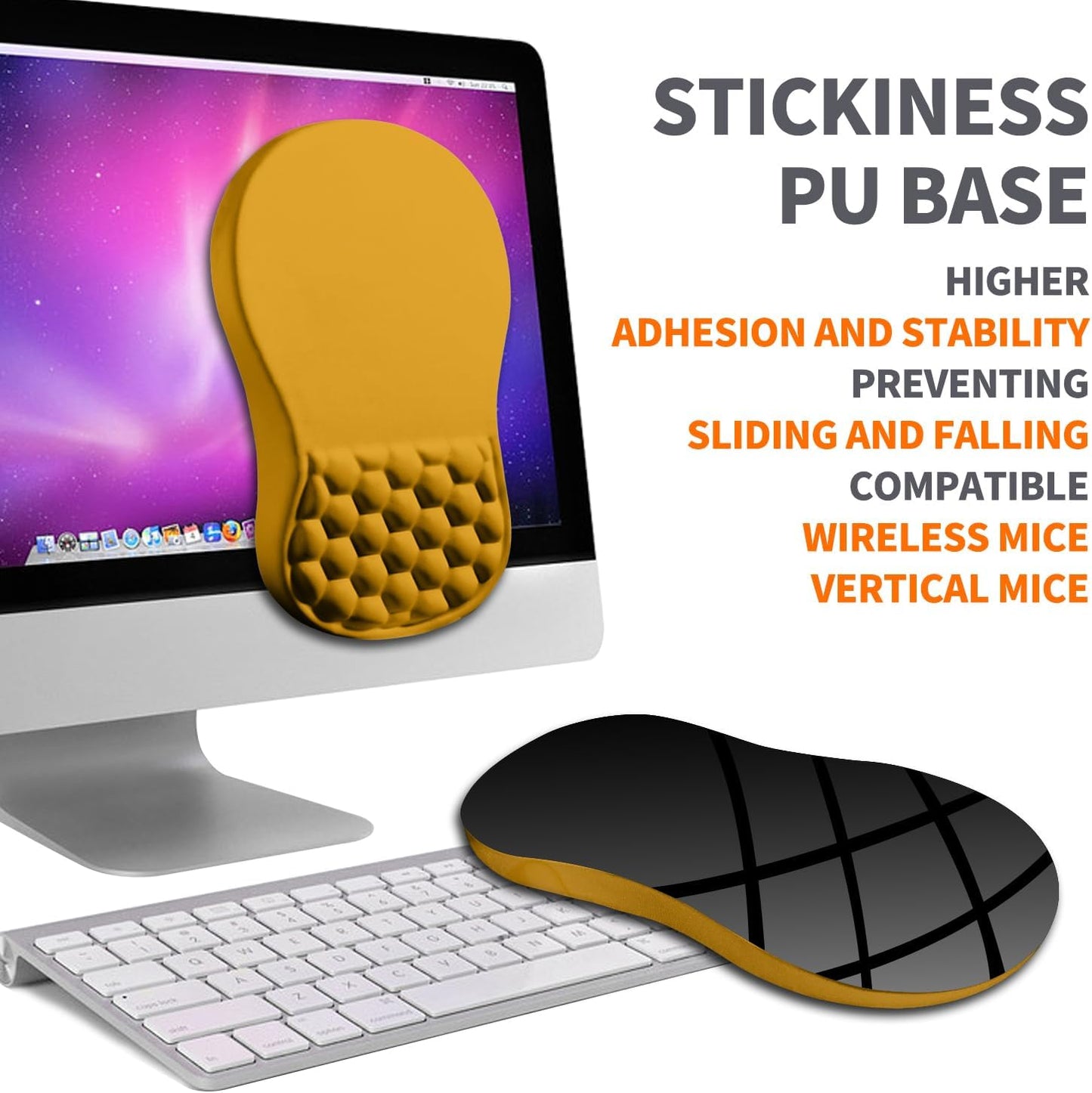 Ergonomic Joint Wrist Support Mouse Pad with Memory Foam Cushion Massage Bump, Carpal Tunnel Pain Relief Mousepad Slope Design for Wrist Rest, 11.8x7.9 in, Black