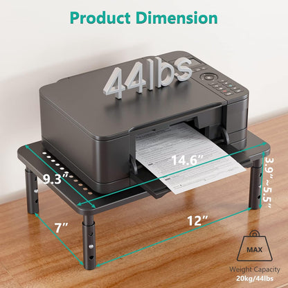 WALI Monitor Stand Riser with Drawer and 2 Pen Holders, Desk Organizers and Accessories for Computer, Printer, Laptop Stand for Home Office Supplies, (PTT004-B), 1 Pack, Black