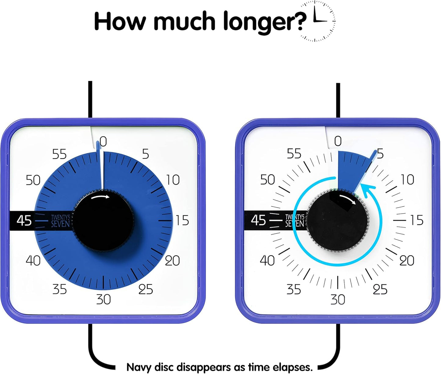 Visual Timer 7.5 inch; 60 Minute 1 Hour Countdown Timer for Kids Classroom Teaching Tool Home Office Meeting, Mechanical Countdown Clock for Exam Time Management Magnetic, Sky Blue with Colorful Disc