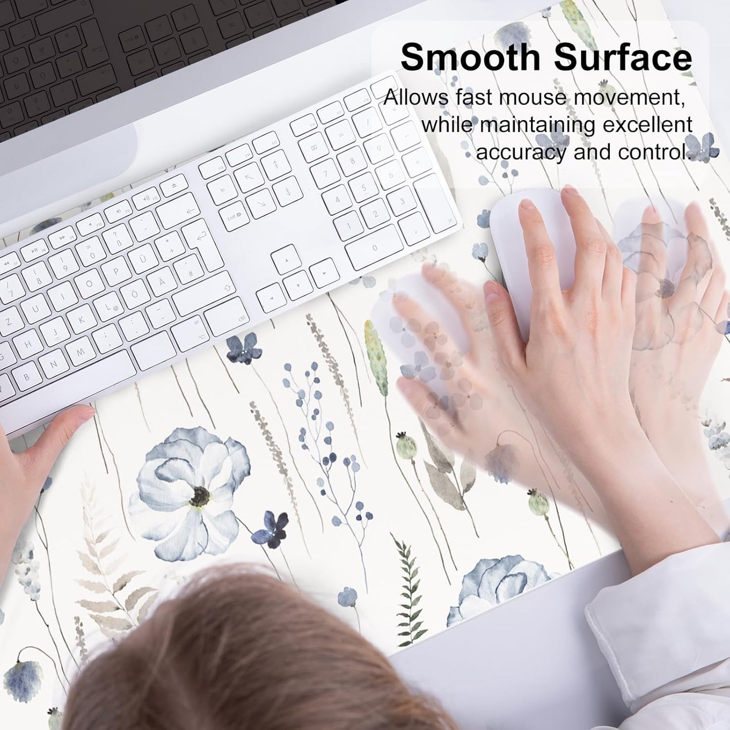 QIYI Large Mouse Pad, Cute Pink Desk Mat for Desktop, Women Girls PU Leather Desk Pad Waterproof Gaming Mousepad, Rose Gold Marble Computer Protector Writing Pad for School Office Home 31.5" x 15.7"