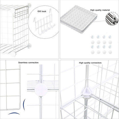 C&AHOME Wire Cube Storage, 6 - Cube Organizer Metal C Grids, Modular Shelves Units, Storage Bins Shelving, Closet Organizer, Ideal for Home, Office, Living Room, 36.6”L x 12.4”W x 36.6”H Black