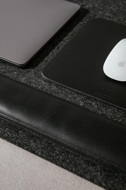 Graf Lantz Mosen Medium Merino Wool Felt Desk Pad, Luxury Non-Slip Desk Mat, Blotter for Office and Home, 24W x 12H, Charcoal
