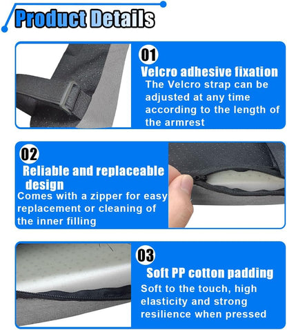 BDZMC 2PCS Car Seat Armrest Covers, Soft & Comfortable Office Chair Arm Pad, Anti-Scratch Car Armrest Cushion, Universal Car Armrest Pillow Protector Cover for Most Cars (Grey)