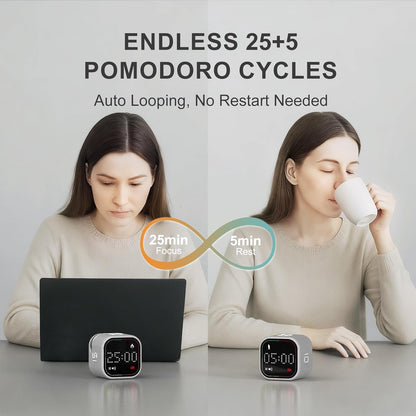REACHER Fast Custom Pomodoro Timer Cube | Productivity Timer | Small Visual Cube | Silent, Vibrate Reminder | Adjustable Sound Alert | Magnetic, Visual Countdown | for ADHD, Study, Kitchen, Classroom