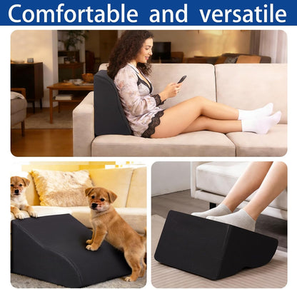 Foot Rest for Under Desk at Work, Ergonomic Under Desk Footrest with Washable Cover for Office, Home & Gaming Leg Elevation Pillow Blue