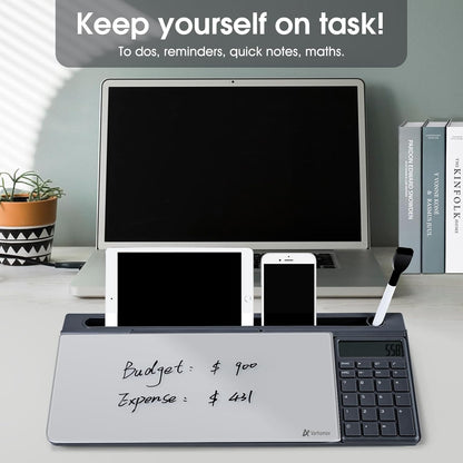Varhomax Glass Weekly Planner Desk White Board, Desktop Calendar Whiteboard with Storage, to Do List Memo Caddy for Home Office and School Supplies, Black