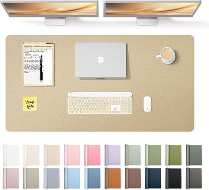 YSAGi Leather Desk Pad Protector, Office Desk Mat, Large Mouse Pad, Non-Slip PU Leather Desk Blotter, Waterproof Laptop Desk Writing Pad for Office and Home (23.6" x 13.8", Eggshell) - Colors B