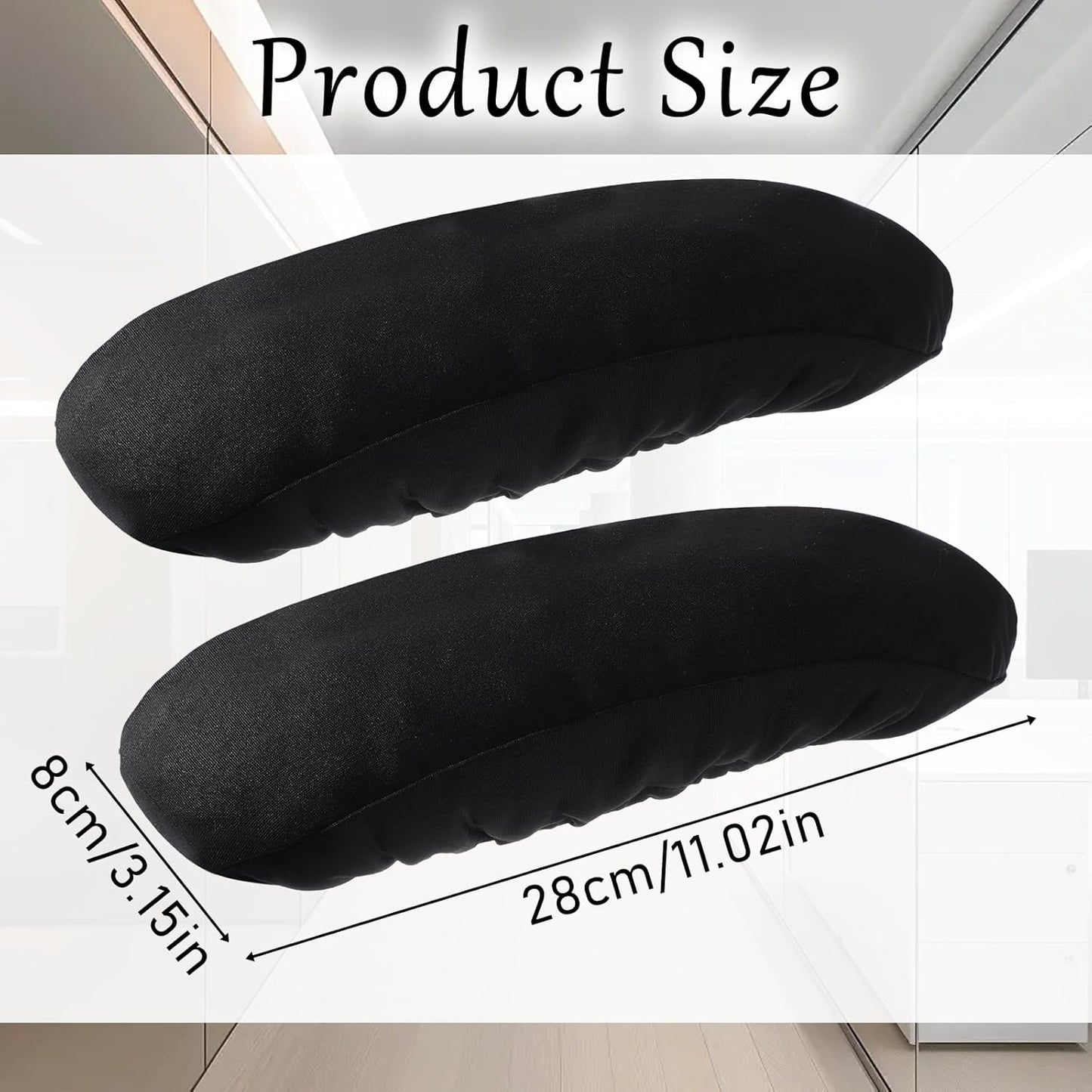 2 Pcs Office Chair Armrest Covers, Stretchable Armrest Protectors, Removable Arm Rest Covering, Washable Office Seat Hand Rest Protector for Computer Chair, Black