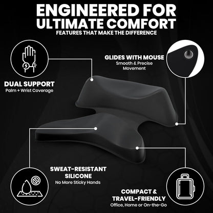 GlideX r2.0 Ergonomic Mouse Wrist Rest – Compact Sliding Wrist Pad with Low Profile Design for Desk Laptop Travel, Fits Small to Medium Hands (Black)