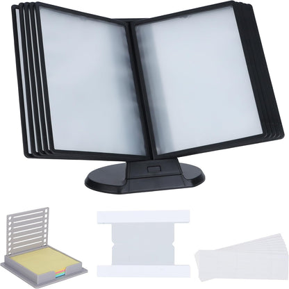 IRSTBL - Desk Reference Organizer Holder with Stand - 10 Pocket Desktop Binder System for Office, Classroom or Home