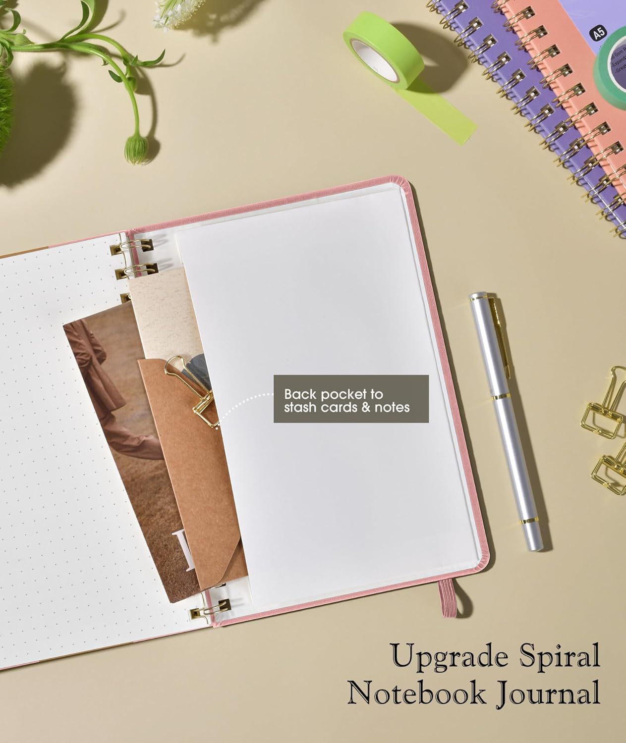Graph Spiral Journal Notebook, A5 Hardcover Spiral Journals for Women Men, 100 GSM Graph Paper Notebooks, 150 Pages Spiral Bound Grid Notebook for Writing Note Taking Work 5.75" x 8.38" Olive Green