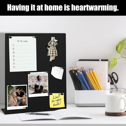 2 Pack Magnetic Bulletin Board Set, Magnetic Display Board, Small Desktop Magnet Stand, Contains Pen & 12 Magnet Clasps, for Home, School, Kitchen, Office Notice Display 12.6×11×2.6 inches