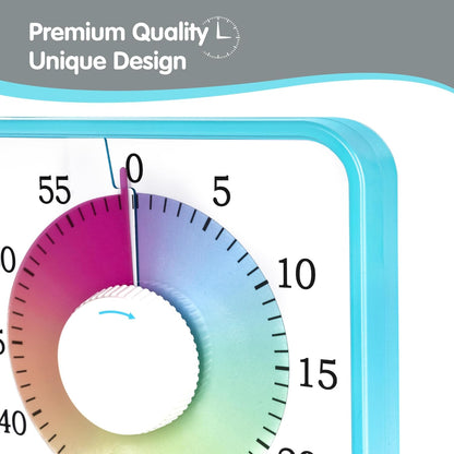 Visual Timer 7.5 inch; 60 Minute 1 Hour Countdown Timer for Kids Classroom Teaching Tool Home Office Meeting, Mechanical Countdown Clock for Exam Time Management Magnetic, Sky Blue with Colorful Disc