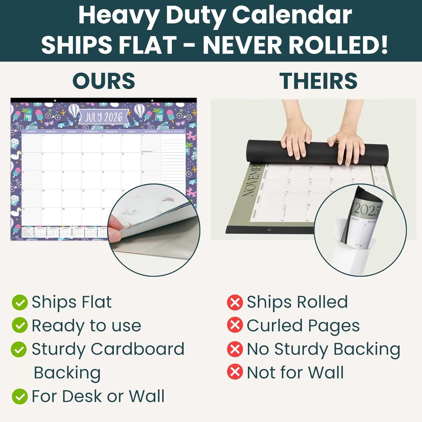 bloom daily planners Desk Calendar 2026-2027 - Academic Year Large Wall Calendar (July 2026 - July 2027) - 21” x 16” Desktop & Hanging Monthly Planner with Stickers for Home or Office - Seasonal