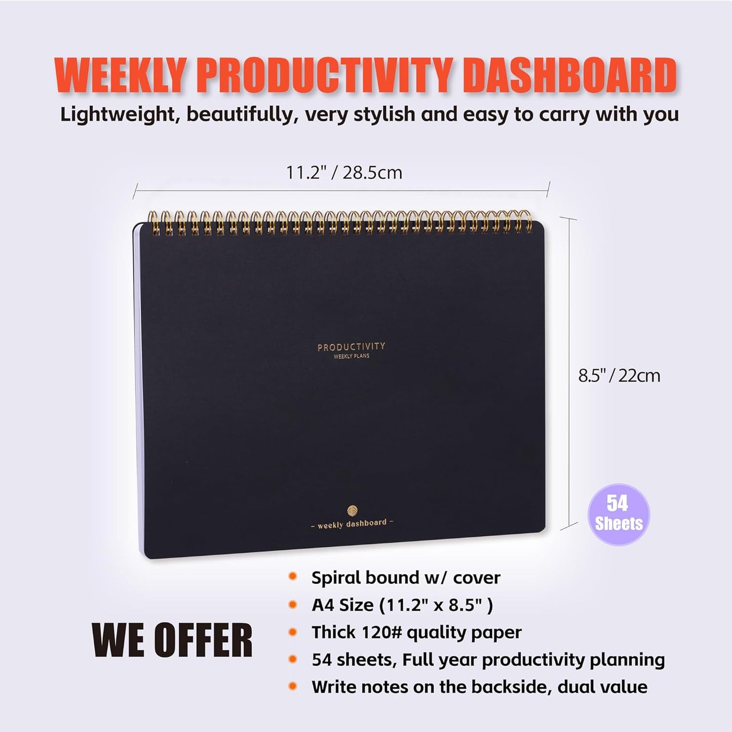 Sunday Start Weekly Planner with Habit Tracker - 8.5×11" Professional Productivity Tools to Organize Your Daily Tasks, Goals, Projects - Dashboard Desk Pad - ADHD To-Do List Notepad