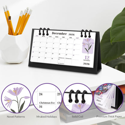 KONVINIT Small Desk Calendar 2026-2027, 6.3" x 3.1", 2026 Desk Calendar - Runs From January 2026 Until December 2027, 24 Months Mini Desktop Calendar for School, Home and Office Supplies
