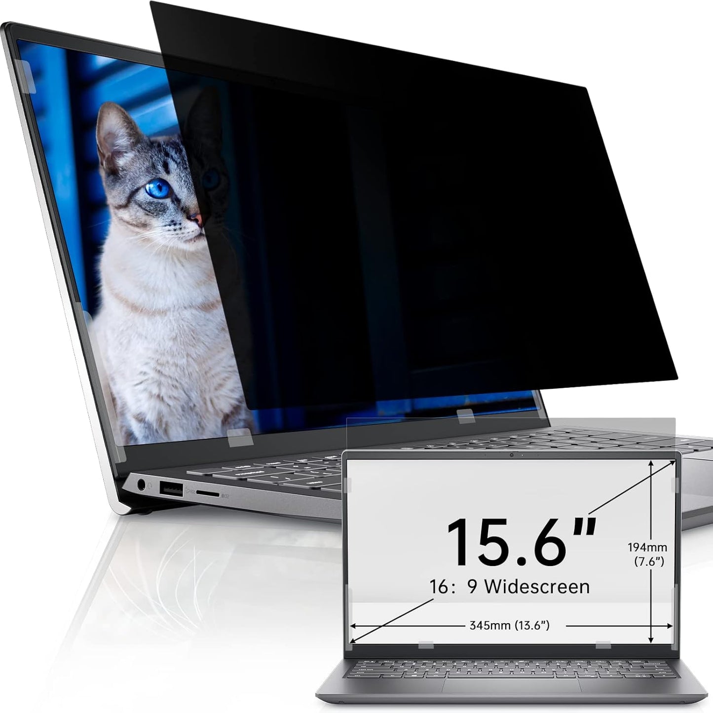 IPROKKO Laptop Privacy Screen 14 Inch 16:9 Aspect, Compatible with HP, Dell, Acer, Asus, Samsung, Lenovo Yoga & More, Removable Anti Blue Light Glare Spy Computer Monitor Filter Security Shield