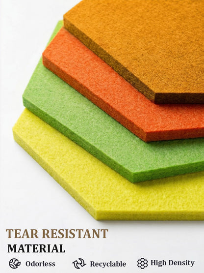 8 Pack Hexagon Felt Bulletin Board Tiles - 12" Large Thick Pin Board for Walls with 30 Push Pins, DIY Boards for Office Home School Decor, Aesthetic Hex Cork Board Alternative