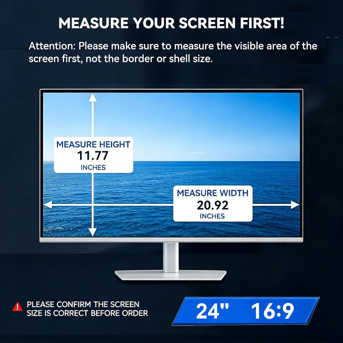 [2-Pack] 24 Inch Computer Privacy Screen 16:9 Aspect Ratio Widescreen Monitor, Eye Protection Anti Blue Light Glare Computer Monitor Privacy Filter, 24inch Removable Black Blackout Anti Spy Desktop Security Privacy Filter