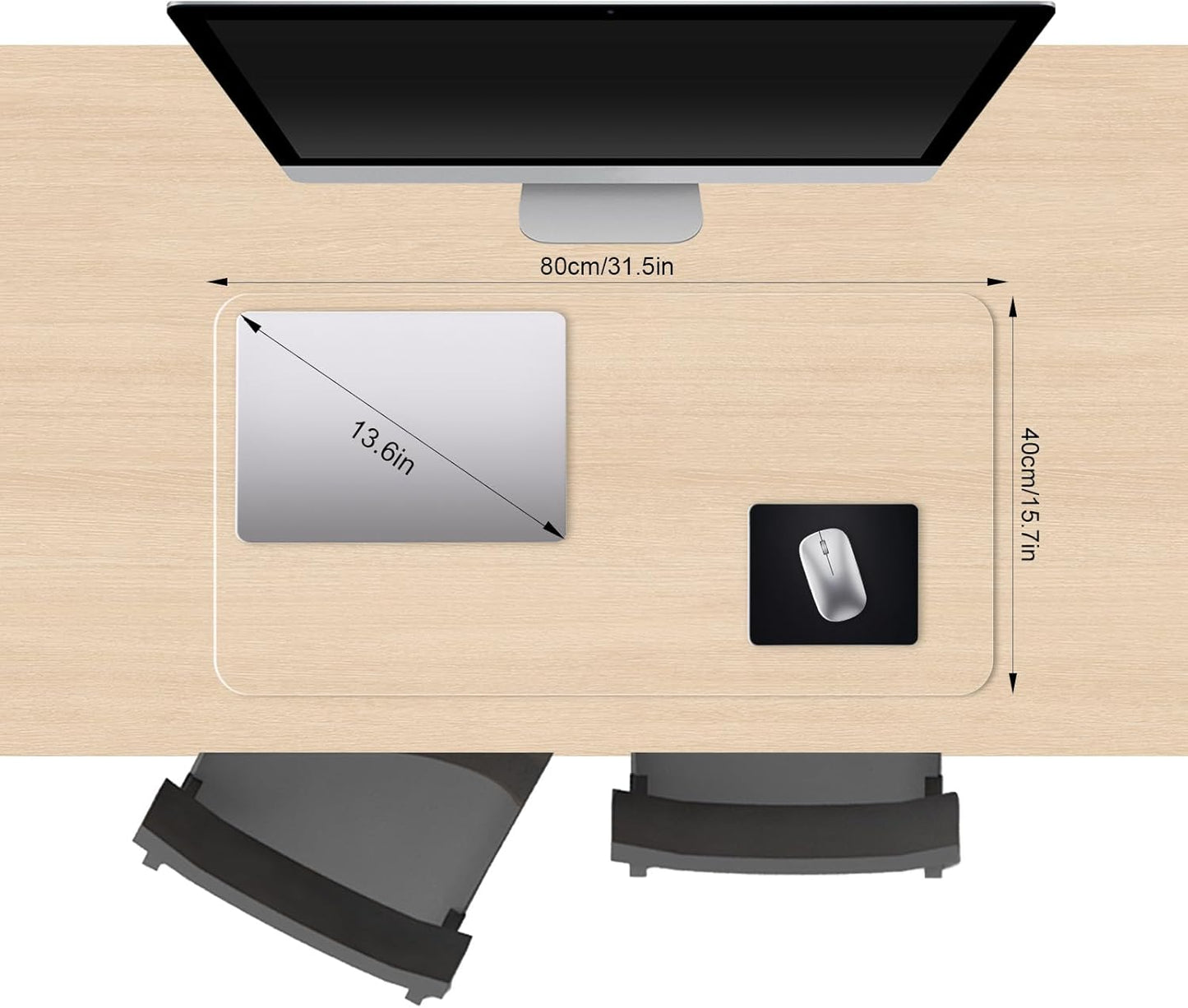 Clear Desk Mat, Non-Slip PVC Desk Protector Mat with Round Edge, Heat Resistant & Waterproof Clear Desk Writing Mat for Home and Office (23.6"*15.7")