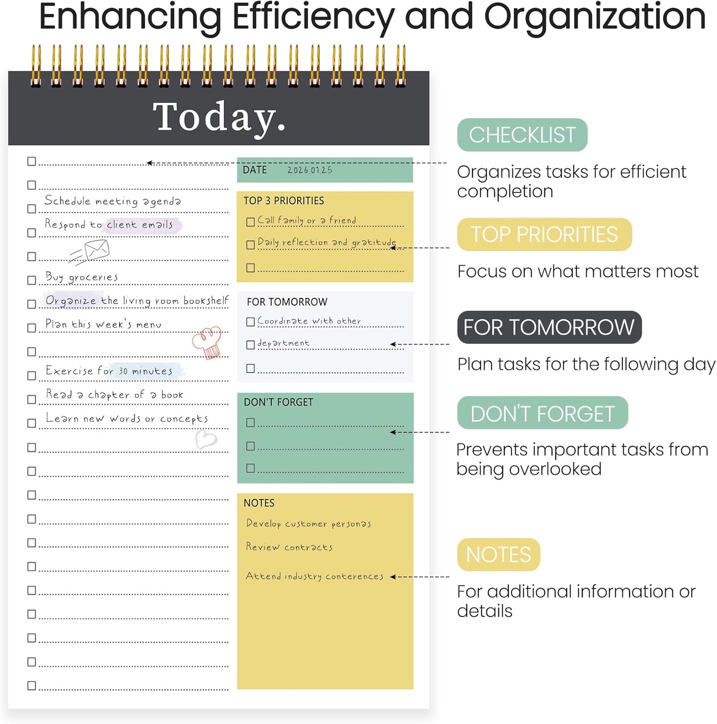 To Do List Notepad - To Do List Notebook for Work with 52 Sheets, Undated Daily Planner Perfect for Enhanced Productivity and Goal Achievement - Green